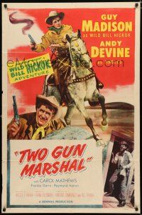 4a925 TWO GUN MARSHAL style B 1sh '53 Guy Madison as Wild Bill Hickok, Andy Devine as Jingles!
