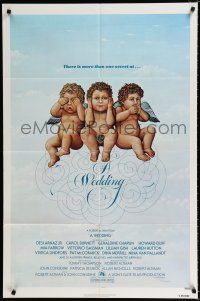 4a960 WEDDING 1sh '78 Robert Altman, artwork of cute cherubs by R. Hess!