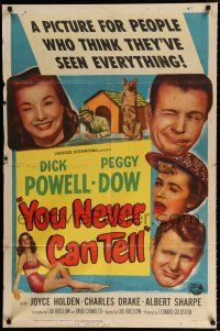 4a987 YOU NEVER CAN TELL 1sh '51 Dick Powell is a reincarnated dog who inherited a fortune!