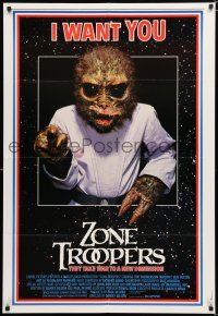 4a998 ZONE TROOPERS 1sh '85 Uncle Sam-like alien, parody of James Montgomery Flagg's I Want You!