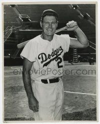 4b049 CHUCK CONNORS 11.25x14 still '60s in his Brooklyn Dodgers baseball uniform holding bat!