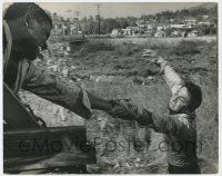 4b053 DEFIANT ONES deluxe 11.25x14 still '58 most classic image of Sidney Poitier saving Tony Curtis