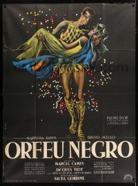 4c531 BLACK ORPHEUS French 1p R61 Marcel Camus' Orfeu Negro, best art by Georges Allard!