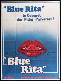 4c535 BLUE RITA French 1p '77 Jess Franco's Das Frauenhaus, great sexy art of lips & tongue!