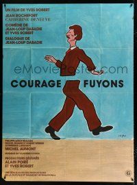 4c573 COURAGE FUYONS French 1p '79 Jean Rochefort, cool Savignac art of man split in two!