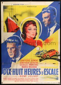 4c594 DIX-HUIT HEURES D'ESCALE French 1p '55 cool Finel art of Jean-Pierre Aumont & co-stars!