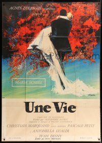 4c610 END OF DESIRE French 1p '58 Une vie, Alexandre Astruc, Maria Schell, art by C. Broutin!
