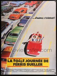 4c621 FERRIS BUELLER'S DAY OFF French 1p '86 best different art of Broderick & friends in Ferrari!