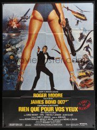 4c635 FOR YOUR EYES ONLY French 1p '81 art of Roger Moore as James Bond by Brian Bysouth!