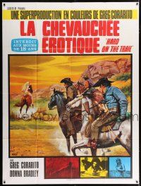 4c685 HARD ON THE TRAIL French 1p '72 cool Mascii art of cowboy Lash La Rue chasing naked girl!