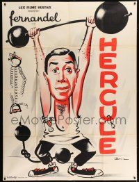 4c693 HERCULE French 1p R50s wacky Bohle art of screwball Fernandel lifting weights at gym!
