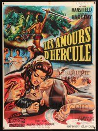 4c694 HERCULES & THE HYDRA French 1p '60 Mascii art of Jayne Mansfield & Hargitay fighting dragon!