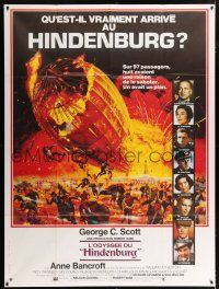 4c696 HINDENBURG French 1p '75 George C. Scott & all-star cast, art of zeppelin crashing down!