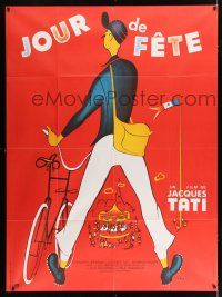 4c728 JOUR DE FETE French 1p R70s great art of postman Jacques Tati by Rene Peron!