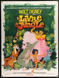 4c730 JUNGLE BOOK French 1p '68 Walt Disney cartoon classic, great image of Mowgli & friends!