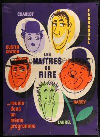 4c768 LES MAITRES DU RIRE French 1p '50s art of Chaplin, Laurel & Hardy, Buster Keaton, Fernandel!