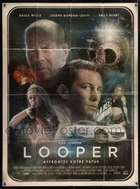 4c781 LOOPER French 1p '12 Bruce Willis & Joseph Gordon-Levitt, cool different montage art!