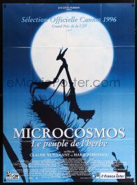 4c800 MICROCOSMOS French 1p '96 great image of praying mantis in moonlight, insect documentary!