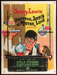 4c832 NUTTY PROFESSOR French 1p '63 wacky artwork of Jerry Lewis working in his laboratory!