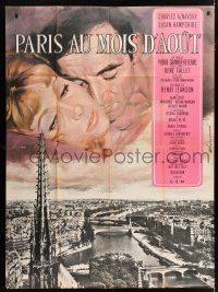 4c842 PARIS IN THE MONTH OF AUGUST French 1p '66 art of Charles Aznavour & Hampshire by Mascii!