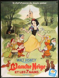 4c921 SNOW WHITE & THE SEVEN DWARFS French 1p R73 Walt Disney animated cartoon fantasy classic!