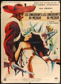 4c923 SOLDIERS OF PANCHO VILLA French 1p '59 art of sexy Maria Felix by Clement Hurel!