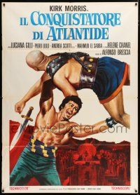 4c028 CONQUEROR OF ATLANTIS Italian 1p R72 art of Kirk Morris as Hercules by Luca Crovato!