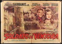 4c046 FIGHTING O'FLYNN Italian 1p '49 horizontal art of Douglas Fairbanks, Jr. & Helena Carter!
