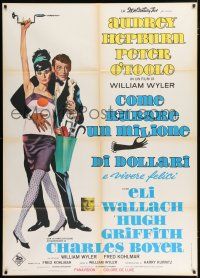 4c064 HOW TO STEAL A MILLION Italian 1p R60s great art of sexy Audrey Hepburn & Peter O'Toole!