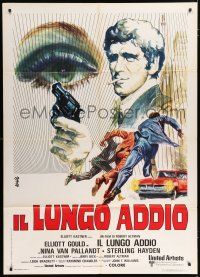 4c081 LONG GOODBYE Italian 1p '74 Elliott Gould as Philip Marlowe, different Fair & Avelli art!