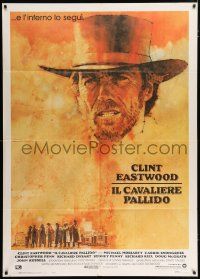 4c098 PALE RIDER Italian 1p '85 great artwork of cowboy Clint Eastwood by C. Michael Dudash!