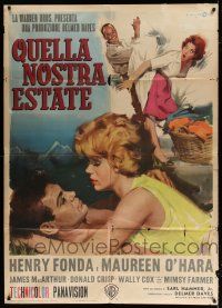 4c114 SPENCER'S MOUNTAIN Italian 1p '63 Henry Fonda, Maureen O'Hara, different Cesselon art!