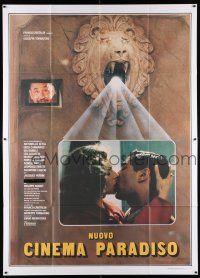 4c148 CINEMA PARADISO Italian 2p '89 cool different image of projected young lovers kissing!