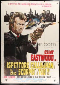 4c159 DIRTY HARRY Italian 2p '72 art of Clint Eastwood pointing gun by P. Franco, Don Siegel