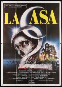 4c161 EVIL DEAD 2 Italian 2p '87 Sam Raimi classic, different Sciotti art of skull & house!
