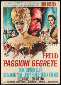 4c166 FREUD Italian 2p '63 John Huston directed, Montgomery Clift, Susannah York, different art!
