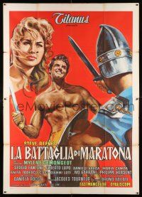 4c169 GIANT OF MARATHON Italian 2p '60 Tourneur & Bava's La Battaglia di Maratona, Steve Reeves!