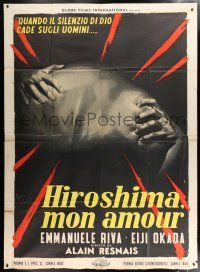4c176 HIROSHIMA MON AMOUR Italian 2p '59 Alain Resnais classic, completely different sexy art!