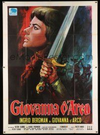 4c184 JOAN OF ARC Italian 2p R70s different Crovato close up art of Ingrid Bergman & sword!