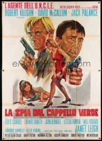 4c215 SPY IN THE GREEN HAT Italian 2p '67 Stefano art of Robert Vaughn & McCallum, Man from UNCLE!