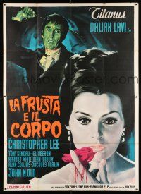 4c223 WHIP & THE BODY Italian 2p '63 Mario Bava, art of Christopher Lee & sexy Daliah Lavi!