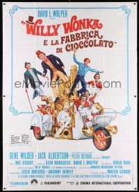 4c226 WILLY WONKA & THE CHOCOLATE FACTORY Italian 2p '71 Gene Wilder classic, great fantasy art!