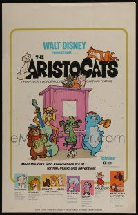 4c245 ARISTOCATS WC '71 Walt Disney feline jazz musical cartoon, great colorful image!