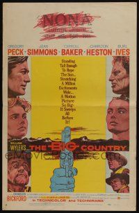 4c252 BIG COUNTRY WC '58 Gregory Peck, Charlton Heston, Ives, Baker, SImmons, William Wyler classic