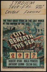 4c276 CITY BENEATH THE SEA WC '53 Budd Boetticher, cool art of deep sea divers by Reynold Brown!