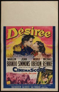 4c290 DESIREE WC '54 romantic artwork of Marlon Brando about to kiss pretty Jean Simmons!