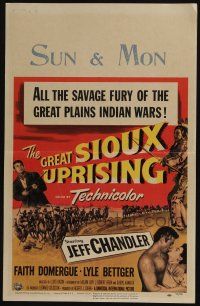 4c318 GREAT SIOUX UPRISING WC '53 Jeff Chandler, & Faith Domergue, savage fury of Indian wars!