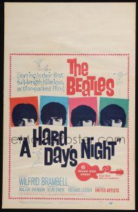 4c322 HARD DAY'S NIGHT WC '64 great image of The Beatles in their first film, rock & roll classic!