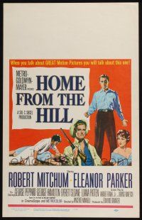4c331 HOME FROM THE HILL WC '60 art of Robert Mitchum, Eleanor Parker & George Peppard!
