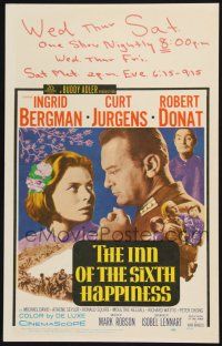 4c341 INN OF THE SIXTH HAPPINESS WC '59 close up of Ingrid Bergman & Curt Jurgens, Robert Donat